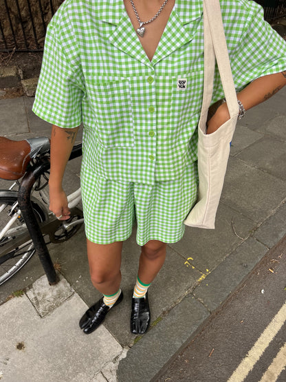 Jessie - Cotton Shorts in Green Bonitto Gingham
