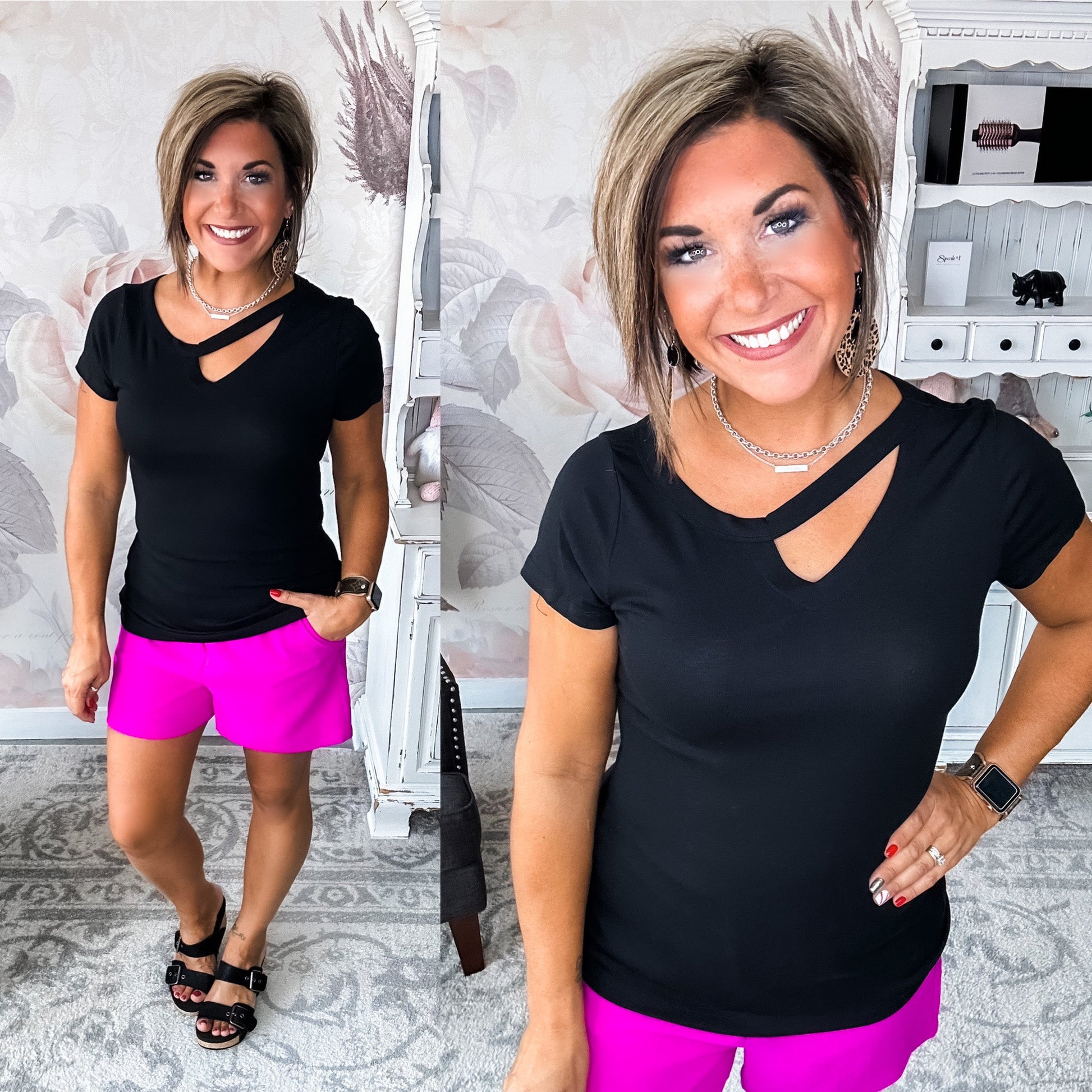 Just Beginning Unbalanced Tee - Black