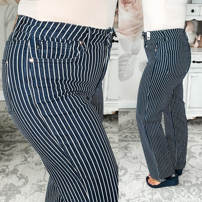 Judy Blue Tummy Control Striped Straight Leg Jeans